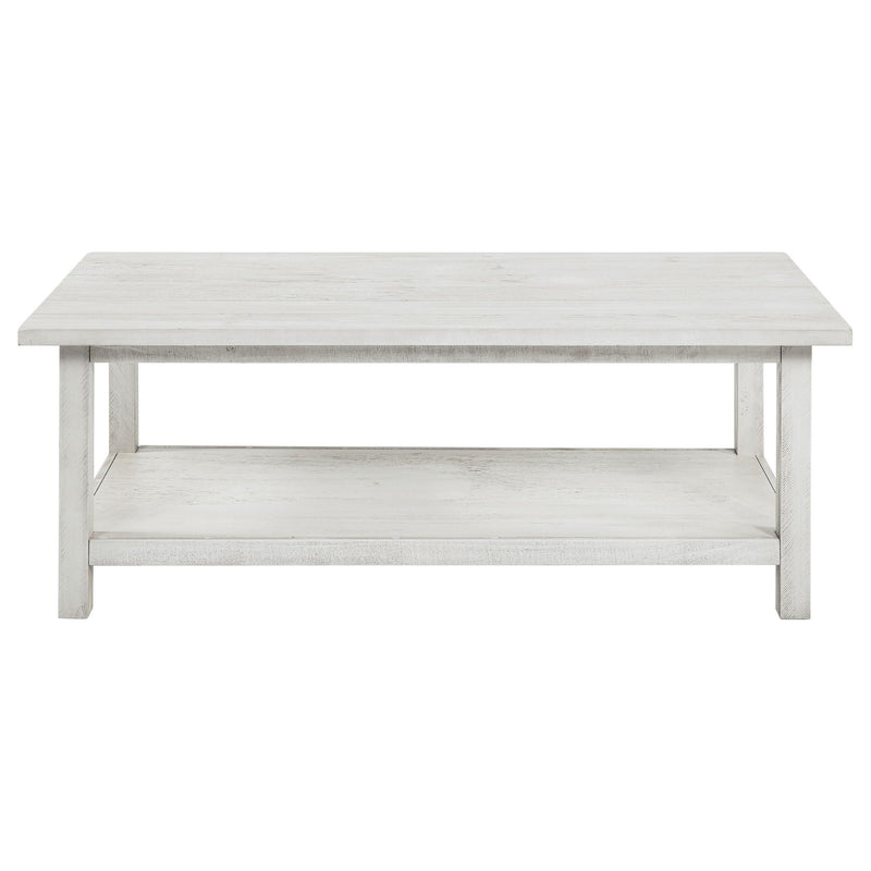 Payne Wood Coffee Table with Shelf Distressed White - 710558