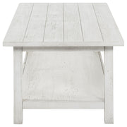 Payne Wood Coffee Table with Shelf Distressed White - 710558