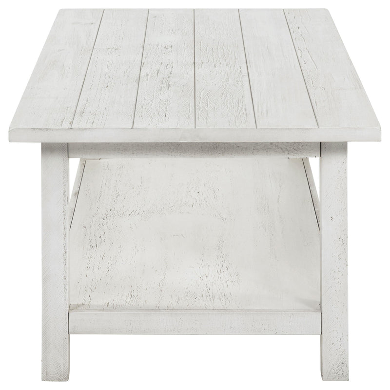 Payne Wood Coffee Table with Shelf Distressed White - 710558