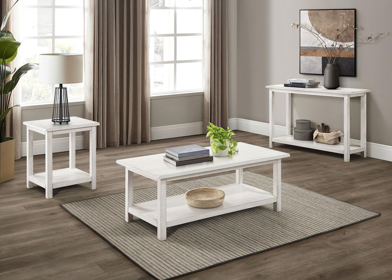 Payne Wood Coffee Table with Shelf Distressed White - 710558
