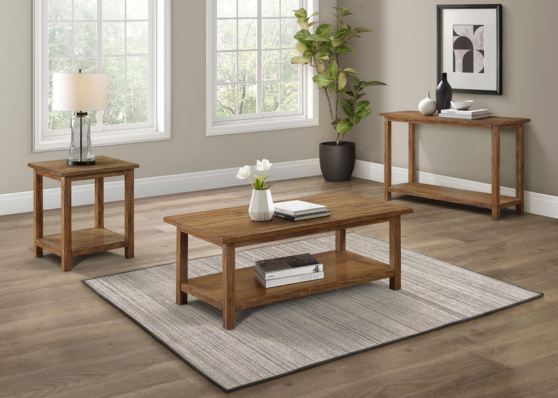 Payne Wood End Table with Shelf Distressed Brown - 710546