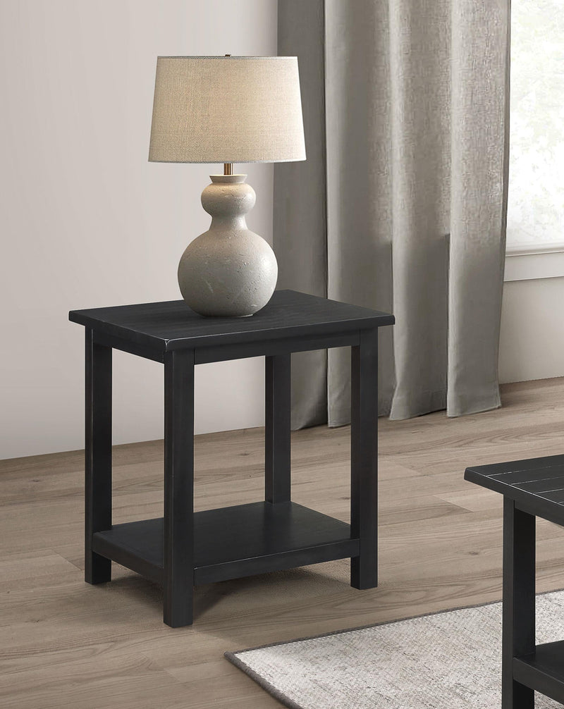 Payne Wood End Table with Shelf Distressed Java - 710566