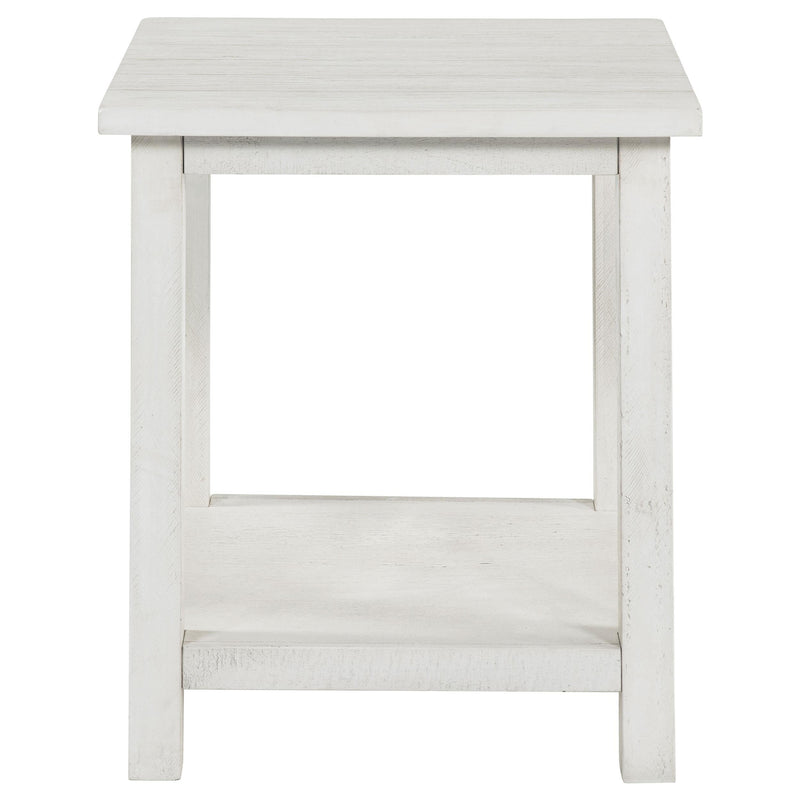 Payne Wood End Table with Shelf Distressed White - 710556