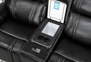 U8881/U8880 Black Leather Pwr Rec Sofa/Pwr Console Rec Loveseat - U8881/U8880-BLK LEATHER-PRS/PCRLS