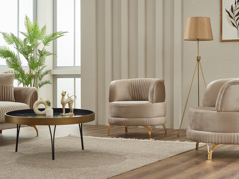 Pedro 3-pieces (Sofa & Loveseat & Chair) Livingroom in Grey - 200-SIM-PED-VELVET412-321