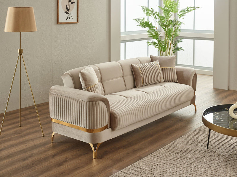 Pedro Convertible Loveseat in Beige - 200-SIM-PED-VELVET260-2
