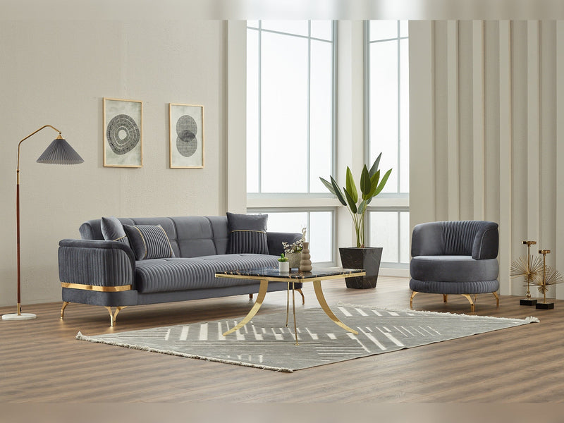 Pedro Convertible Sofa in Grey - 200-SIM-PED-VELVET412-3