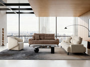 Peonya 4-pieces (2 Sofa & 2 Chair) Livingroom - With Leg in Cream - Brown - 200-ZEN-PEO-CRE-BRO-L-3311