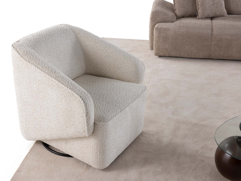 Peonya 4-pieces (2 Sofa & 2 Chair) Livingroom - Without Leg in Cream - Brown - 200-ZEN-PEO-CRE-BRO-3311