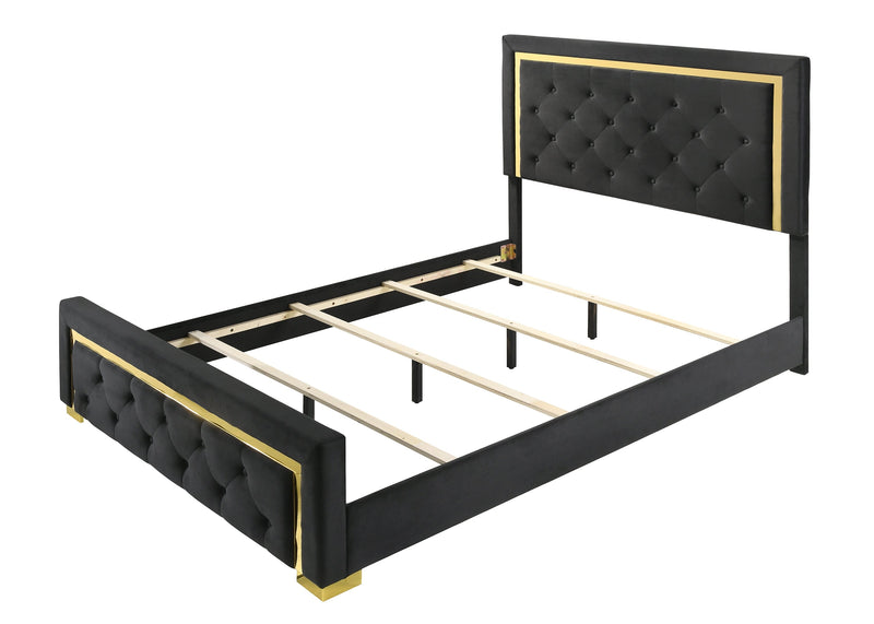 Pepe Black/Gold King Panel Upholstered Bed - DMV FurnitureKing Bed