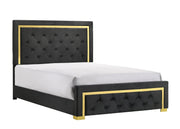 Pepe Black/Gold King Panel Upholstered Bed - DMV FurnitureKing Bed