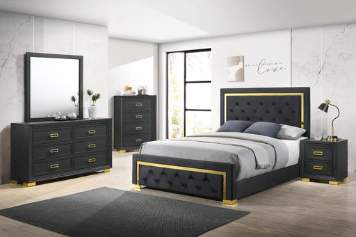 Pepe Black/Gold Panel Upholstered Bedroom Set - DMV FurnitureBedroom Set