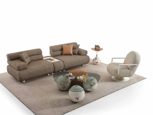 Perlasee 4-pieces (Module Sofa & Sofa & 2 Chair) Livingroom in Beige - Brown - 200-ELI-MB-209-MB-308-33M11
