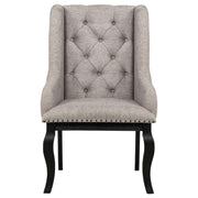 Phelps Upholstered Dining Arm Chair Tan Distressed Noir (Set of 2) - 121233