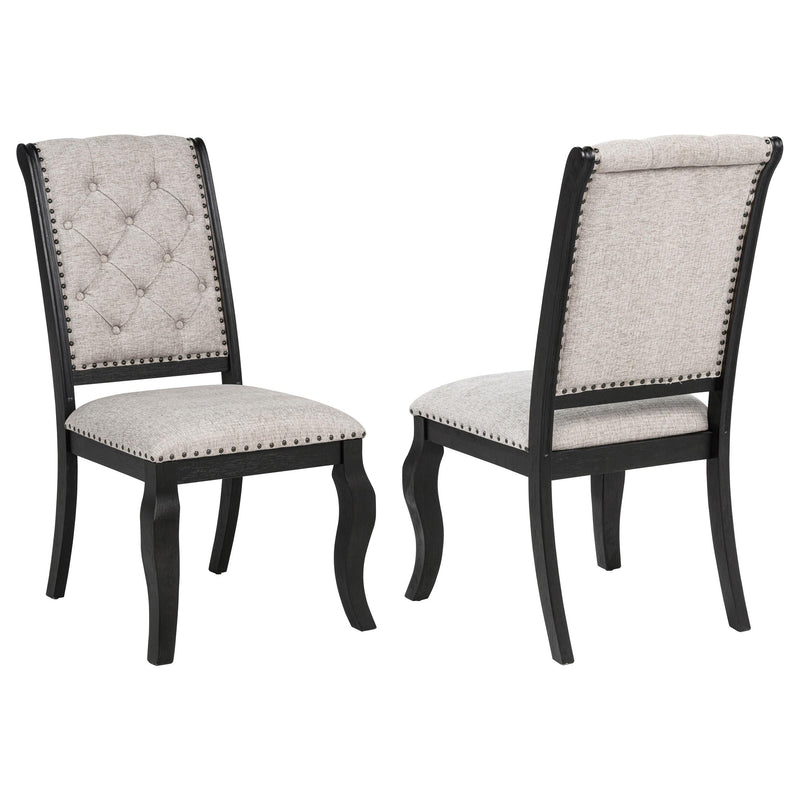Phelps Upholstered Dining Side Chair Tan Distressed Noir (Set of 2) - 121232