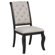 Phelps Upholstered Dining Side Chair Tan Distressed Noir (Set of 2) - 121232
