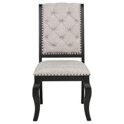 Phelps Upholstered Dining Side Chair Tan Distressed Noir (Set of 2) - 121232