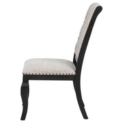 Phelps Upholstered Dining Side Chair Tan Distressed Noir (Set of 2) - 121232
