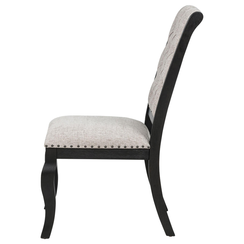 Phelps Upholstered Dining Side Chair Tan Distressed Noir (Set of 2) - 121232