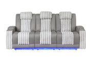 U8000 Grey Pwr Rec Sofa W/Phr, Ddt, Reading Light & Led Light - U8000-GREY-PRS W/ PHR DDT WC + LED