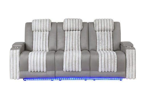 U8000 Grey Pwr Rec Sofa W/Phr, Ddt, Reading Light & Led Light - U8000-GREY-PRS W/ PHR DDT WC + LED