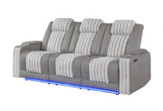 U8000 Grey Pwr Rec Sofa W/Phr, Ddt, Reading Light & Led Light - U8000-GREY-PRS W/ PHR DDT WC + LED