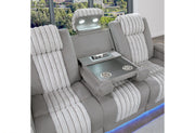U8000 Grey Pwr Rec Sofa W/Phr, Ddt, Reading Light & Led Light - U8000-GREY-PRS W/ PHR DDT WC + LED