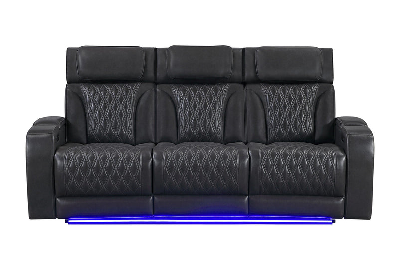 U8611 Blanche Charcoal Power Reclining Sofa With Phr And Led - U8611-BLANCHE CHAR-PRS W/ PHR LED
