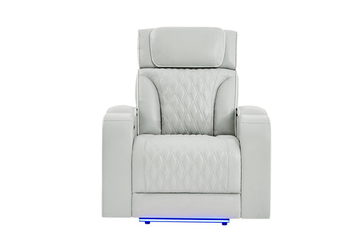 U8611 Blanche Silver Power Recliner With Power Headrest And Led - U8611-BLANCHE SIL-PR W/ PHR LED