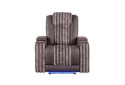 U8000 Brown Power Recliner W/ Power Headrest & Led Light - U8000-BROWN-PR W/ PHR + LED