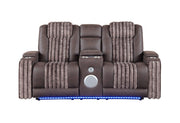 U8000 Brown Pwr Console Rec Loveseat W/Phr, Led And Speaker - U8000-BROWN-PCRLS W/ PHR + LED