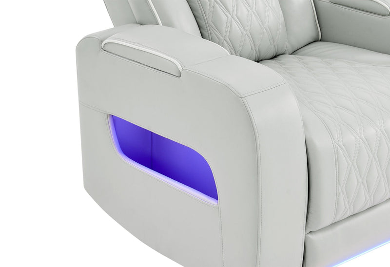 U8611 Blanche Silver Power Recliner With Power Headrest And Led - U8611-BLANCHE SIL-PR W/ PHR LED