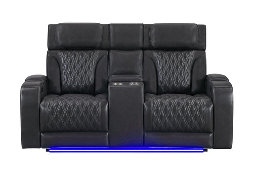 U8611 Blanche Charcoal Pwr Con Rec Loveseat With Phr, Led & Speaker - U8611-BLANCHE CHAR-PCRLS W/ PHR LED SPKR