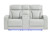 U8611 Blanche Silver Pwr Con Rec Loveseat With Phr, Led & Speaker - U8611-BLANCHE SIL-PCRLS W/ PHR LED SPKR
