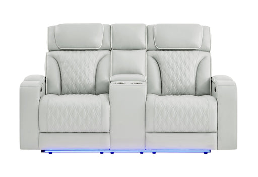 U8611 Blanche Silver Pwr Con Rec Loveseat With Phr, Led & Speaker - U8611-BLANCHE SIL-PCRLS W/ PHR LED SPKR