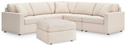 Pillar Peak 5-Piece Sectional with Ottoman in Oyster - PKG018621