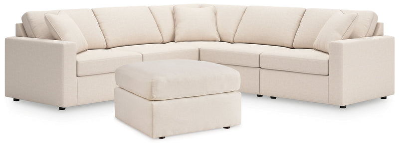 Pillar Peak 5-Piece Sectional with Ottoman in Oyster - PKG018621