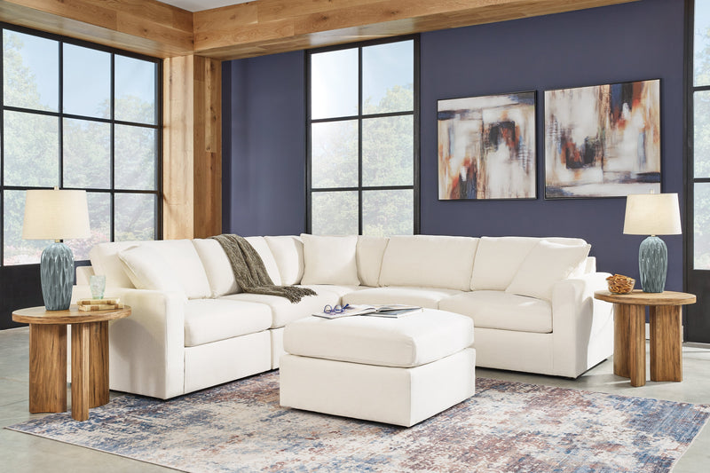Pillar Peak 5-Piece Sectional with Ottoman in Oyster - PKG018621