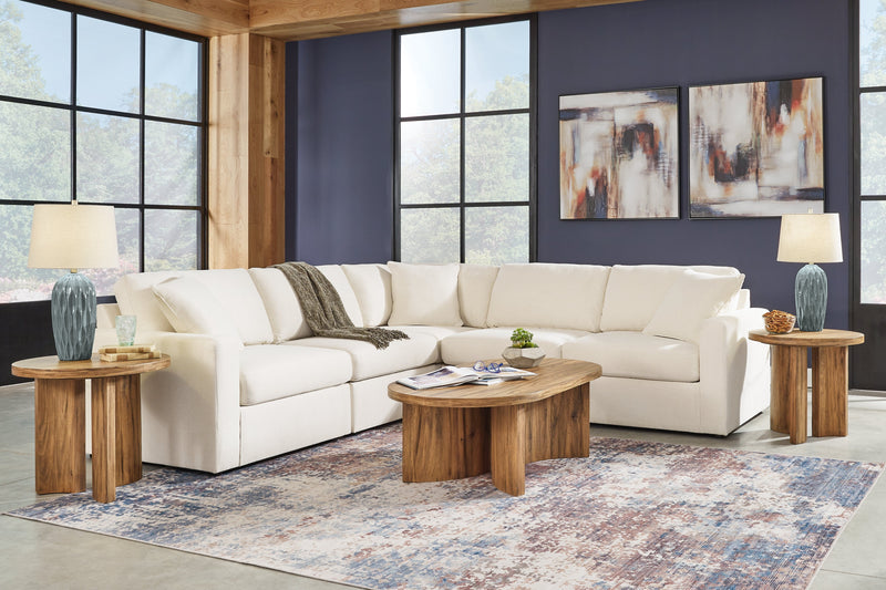 Pillar Peak 5-Piece Sectional with Ottoman in Oyster - PKG018621