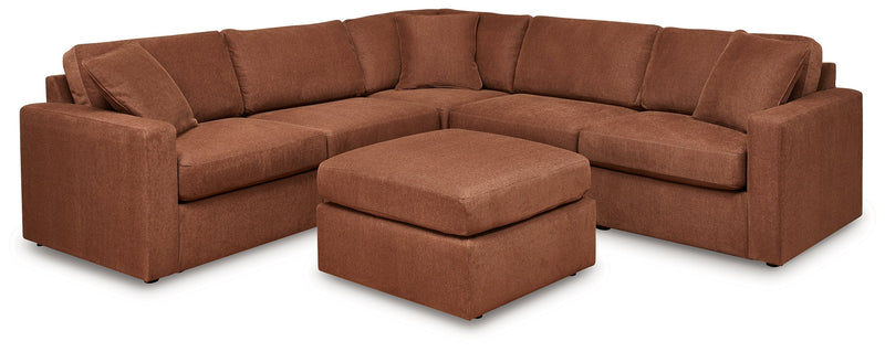 Pillar Peak 5-Piece Sectional with Ottoman in Spice - PKG018608