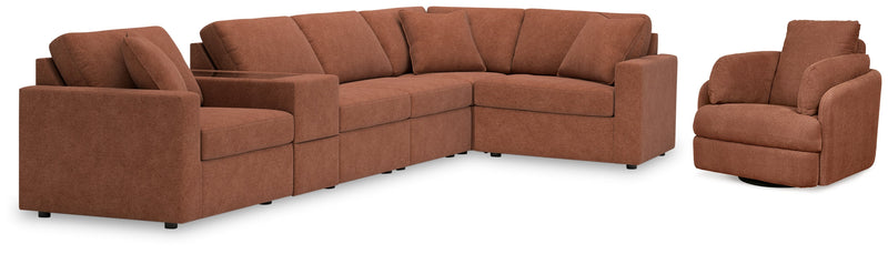 Pillar Peak 6-Piece Sectional with Recliner in Spice - PKG018613