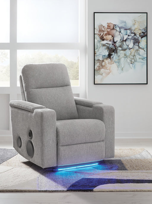 Pineland Pewter Power Glider Recliner with Audio System - PC9930642A