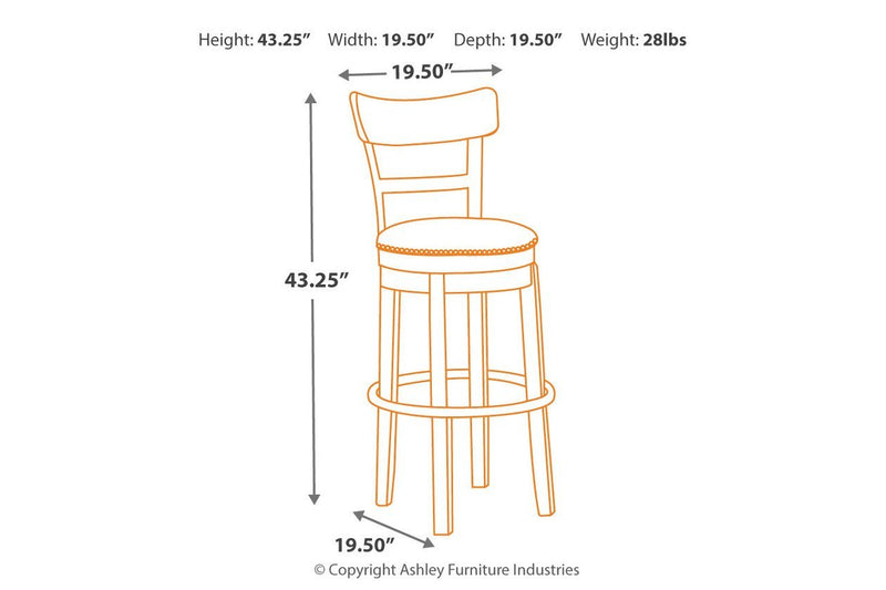 Pinnadel Light Brown Bar Height Bar Stool - DMV FurnitureBarstool
