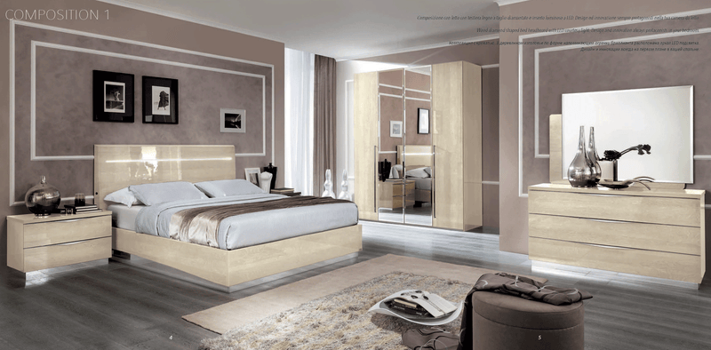 Platinum Legno Bedroom Ivory Betullia Sabbia Set - DMV Furniture