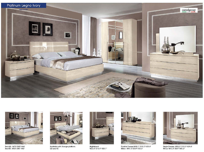 Platinum Legno Bedroom Ivory Betullia Sabbia Set - DMV Furniture