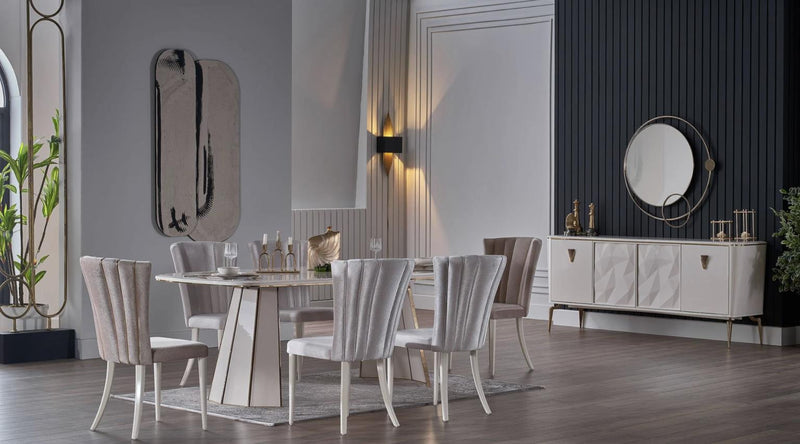 Plaza Dining Table (Ivory) - DMV FurnitureDining Table
