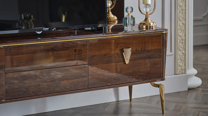Plaza Tv Stand (Plaza Walnut (Plaza Teks) - DMV FurnitureTV Stand