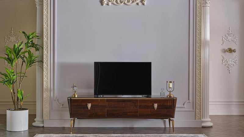 Plaza Tv Stand (Plaza Walnut (Plaza Teks) - DMV FurnitureTV Stand