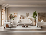 Polo 3-pieces (Sofa & Loveseat & Chair) Livingroom Set in Cream - 200-ST-POL-FLORIA 04-321