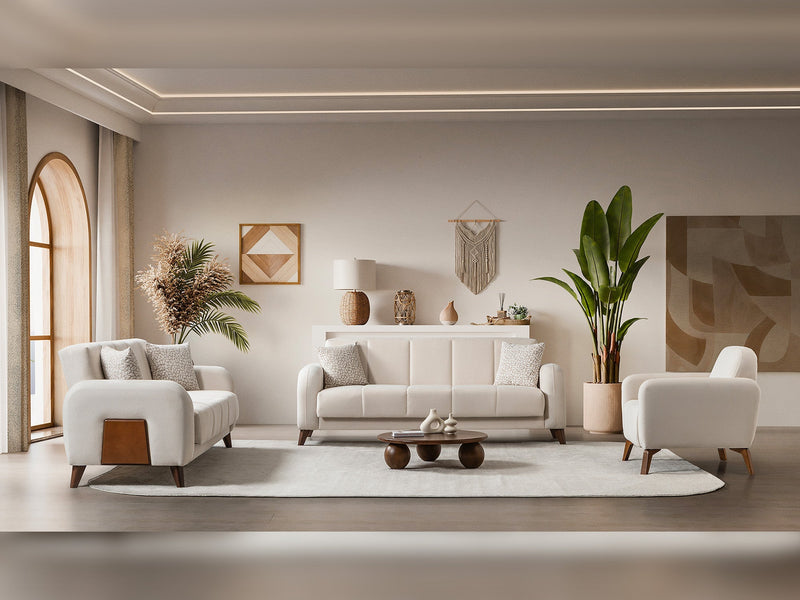 Polo Convertible Loveseat in Cream - 200-ST-POL-FLORIA 04-2